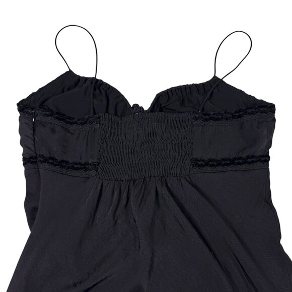 Princess PollyEmily Maxi Slip Dress SZ 8 Black Satin Gothic Whimsigoth Party - Picture 14 of 16